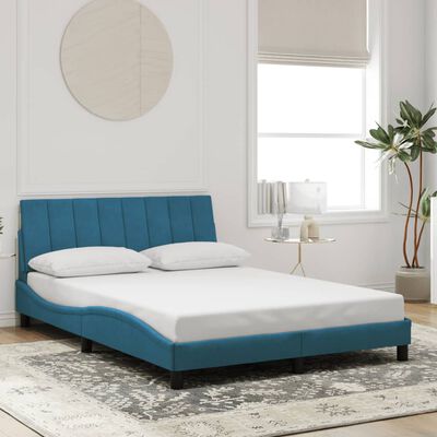 vidaXL Estructura de cama con luces LED terciopelo azul 140x190 cm