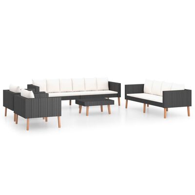 vidaXL Set de muebles de jardín 5 pzas y cojines ratán sintético negro