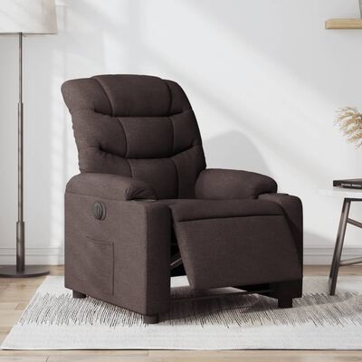 vidaXL Sillón reclinable eléctrico tela marrón oscuro