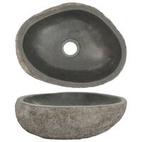 vidaXL Lavabo ovalado piedra de río (29-38)x(24-31) cm