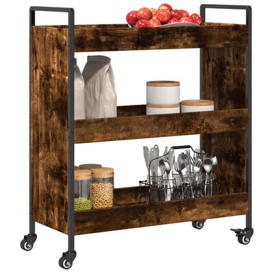 vidaXL Carrito de cocina madera ingeniería roble ahumado 70x30x82 cm