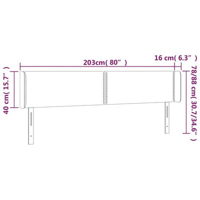 vidaXL Cabecero con LED cuero sintético marrón 203x16x78/88 cm