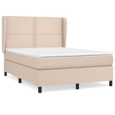 vidaXL Cama box spring con colchón cuero sintético capuchino 140x200cm