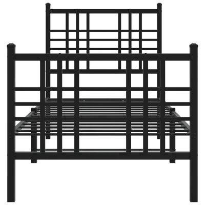 vidaXL Estructura cama sin colchón con estribo metal negro 75x190 cm