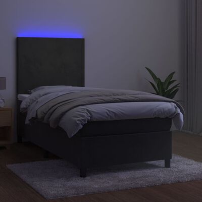 vidaXL Cama box spring colchón y LED terciopelo gris oscuro 80x200 cm