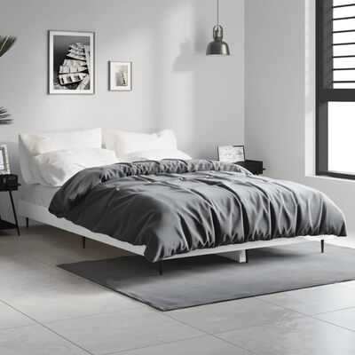 vidaXL Estructura de cama madera de ingeniería blanco brillo 120x190cm