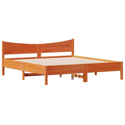 vidaXL Cama sin colchón madera maciza de pino marrón cera 200x200 cm