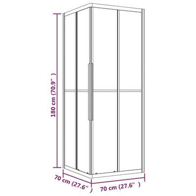 vidaXL Cabina de ducha ESG semiesmerilado negro 70x70x180 cm