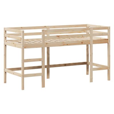 vidaXL Cama alta con escalera y techo madera maciza de pino 80x200 cm