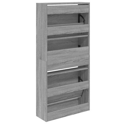 vidaXL Zapatero de madera de ingeniería gris Sonoma 60x21x125,5 cm