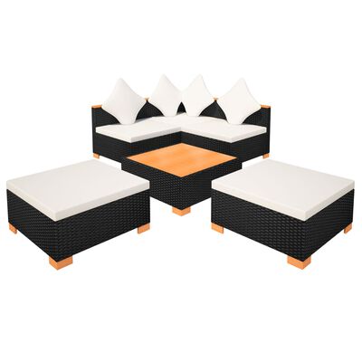 vidaXL Set muebles de jardín 6 piezas y cojines ratán sintético negro