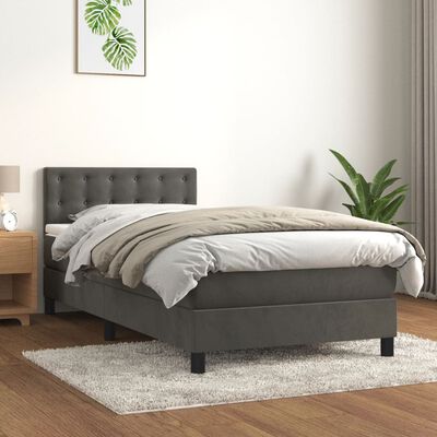 vidaXL Cama box spring con colchón terciopelo gris oscuro 80x200 cm