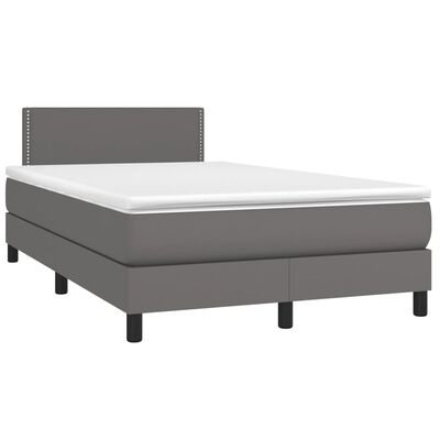 vidaXL Cama box spring con colchón cuero sintético gris 120x190 cm