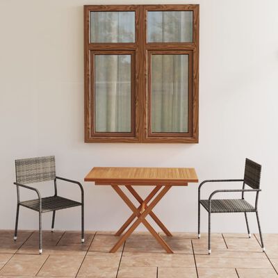 vidaXL Set comedor jardín 3 pzas ratán sintético madera acacia gris