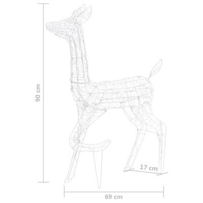 vidaXL Familia de renos de Navidad acrílico 300 LEDs blanco cálido