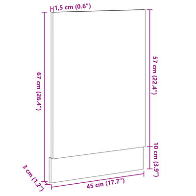 vidaXL Panel para lavavajillas contrachapada color roble 45x3x67 cm