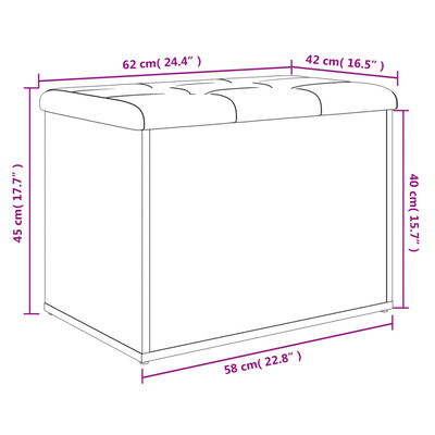 vidaXL Banco con almacenaje madera ingeniería roble marrón 62x42x45 cm