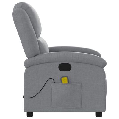 vidaXL Sillón reclinable de masaje de tela gris claro