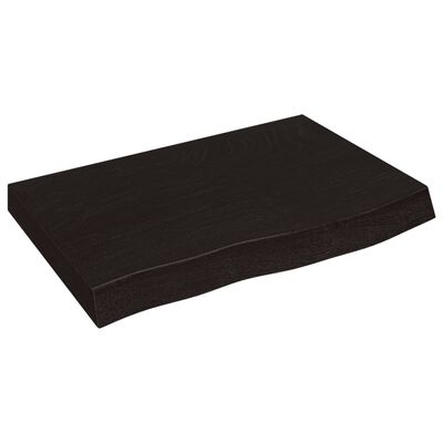 vidaXL Encimera baño madera maciza tratada marrón oscuro 60x50x(2-4)cm