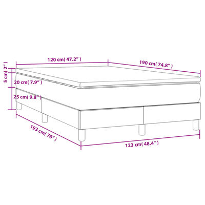 vidaXL Cama box spring con colchón tela color crema 120x190 cm