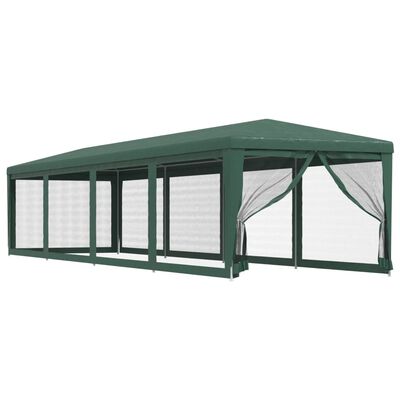 vidaXL Carpa para fiestas con 10 paredes de malla HDPE verde 3x12 m