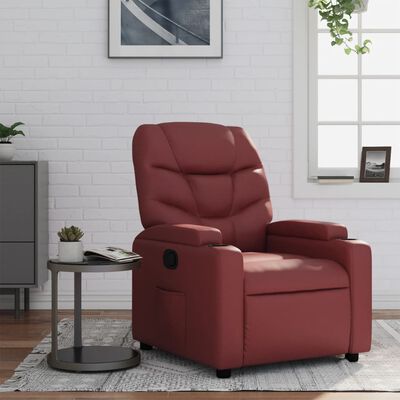 vidaXL Sillón reclinable de cuero sintético rojo tinto