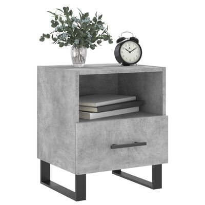 vidaXL Mesita de noche madera ingeniería gris hormigón 40x35x47,5 cm