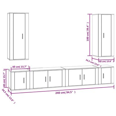 vidaXL Set de muebles de TV 6 pzas madera contrachapada blanco brillo