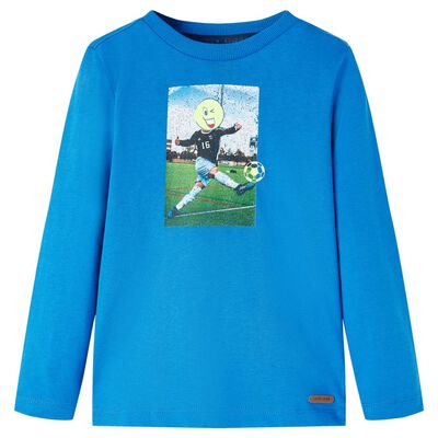 Camiseta infantil de manga larga azul cobalto 128