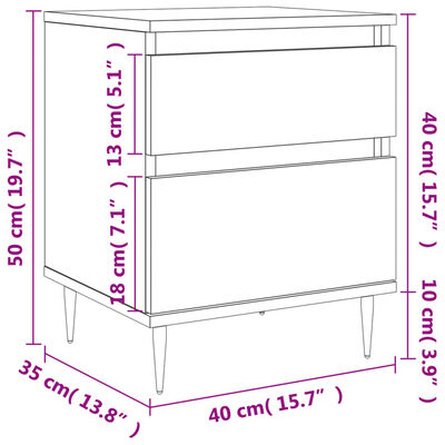 vidaXL Mesita de noche madera de ingeniería marrón roble 40x35x50 cm