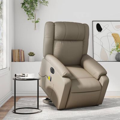 vidaXL Sillón reclinable de masaje eléctrico cuero sintético capuchino