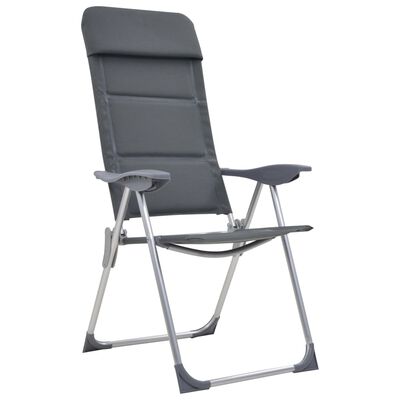 vidaXL Sillas de camping de aluminio 2 unidades gris 58x69x111 cm