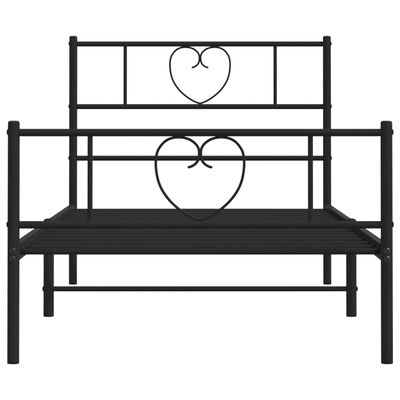 vidaXL Estructura cama sin colchón con estribo metal negro 90x190 cm