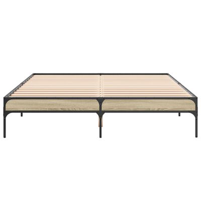 vidaXL Estructura cama madera ingeniería metal roble Sonoma 160x200 cm