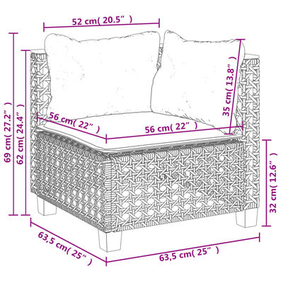 vidaXL Set de muebles de jardín 5 pzas y cojines ratán sintético negro