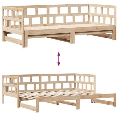 vidaXL Sofá cama nido con cajones madera maciza de pino 90x200 cm