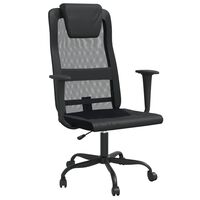 vidaXL Silla de oficina altura ajustable tela malla y cuero PE negro