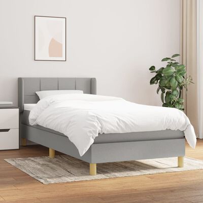 vidaXL Cama box spring con colchón tela gris claro 100x200 cm