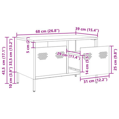 vidaXL Mueble para TV acero laminado en frío antracita 68x39x43,5 cm