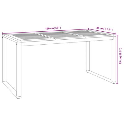 vidaXL Juego de comedor de jardín 5 pzas madera maciza acacia y metal