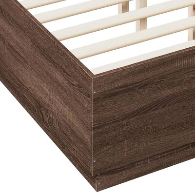 vidaXL Estructura cama con luces LED madera roble marrón 135x190 cm