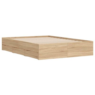 vidaXL Cama con cajones madera ingeniería roble Sonoma 135x190 cm