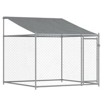 vidaXL Jaula de perros techo y puerta acero galvanizado gris 2x2x2 m