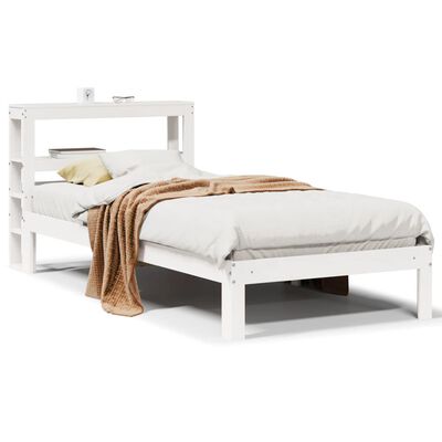 vidaXL Estructura de cama con cabecero madera pino blanco 75x190 cm