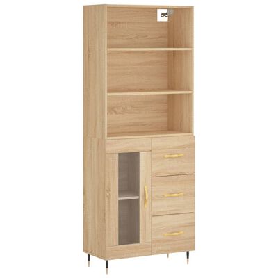 vidaXL Aparador alto madera contrachapada color roble 69,5x34x180 cm