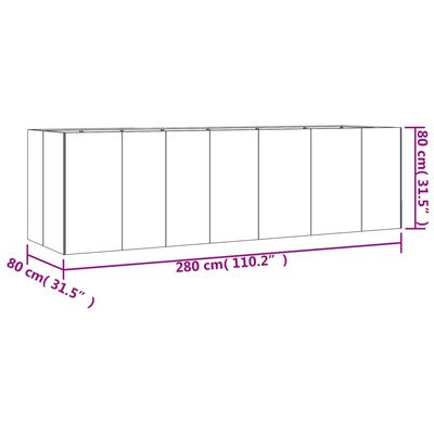 vidaXL Jardinera acero corten 280x80x80 cm