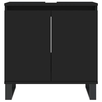 vidaXL Juego de muebles de baño 3 pzas madera contrachapada negro