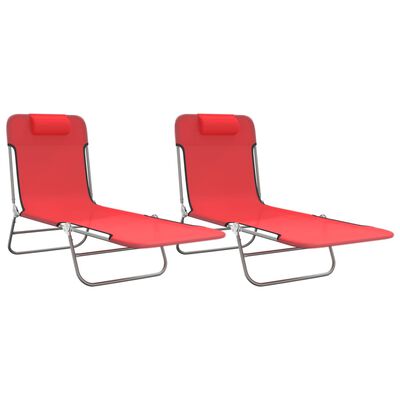 vidaXL Tumbonas plegables 2 uds acero y textilene rojo