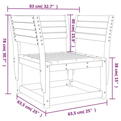 vidaXL Silla de jardín madera madera maciza de pino