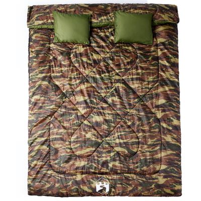 vidaXL Saco de dormir doble y almohadas camping adultos 3-4 estaciones